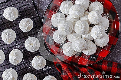 Holiday snowball and mexican wedding cake cookies Stock Photo