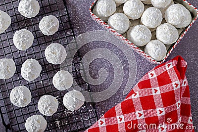 Holiday snowball and mexican wedding cake cookies Stock Photo