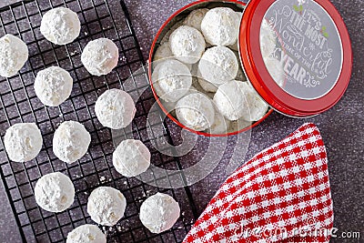 Holiday snowball and mexican wedding cake cookies Stock Photo