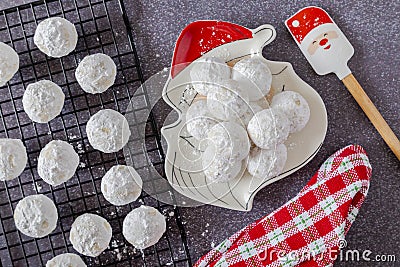 Holiday snowball and mexican wedding cake cookies Stock Photo