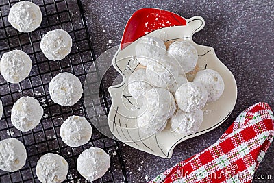 Holiday snowball and mexican wedding cake cookies Stock Photo