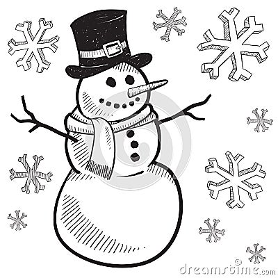 Holiday snowman drawing Vector Illustration