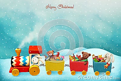 Holiday train with gifts Stock Photo