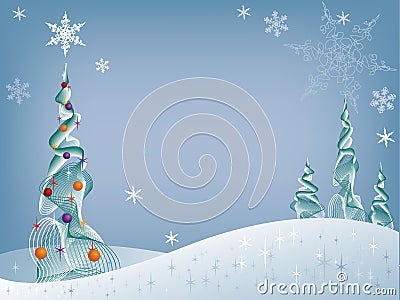 Holiday tree in the snow Vector Illustration