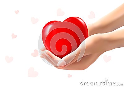 Holiday valentine background with two hands holdin Vector Illustration