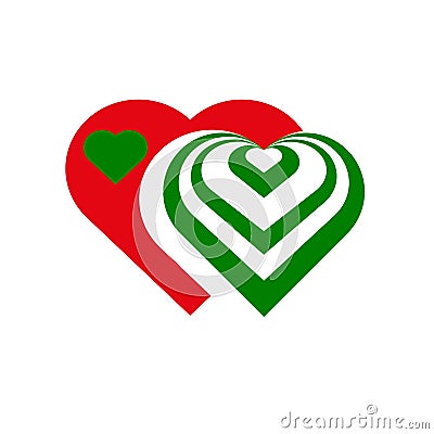 Logo.Heart red green. Vector Illustration