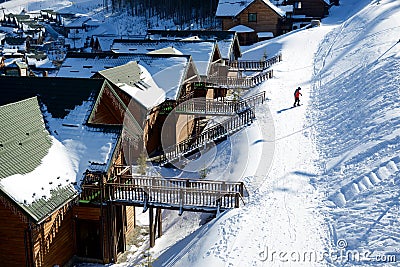 The holiday villas of Bukovel ski resort Editorial Stock Photo