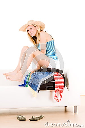 Holidaymaker packing case Stock Photo