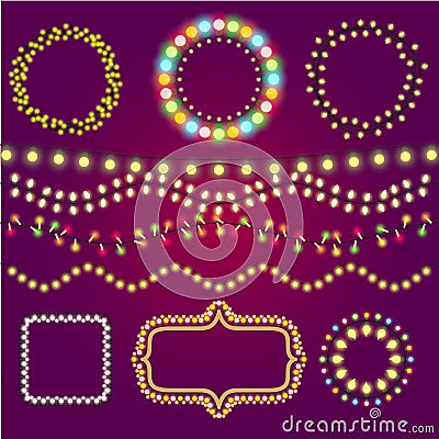 Holidays colorful light casino winner collection Vector Illustration