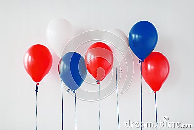 Party decoration with red, white and blue balloons Stock Photo