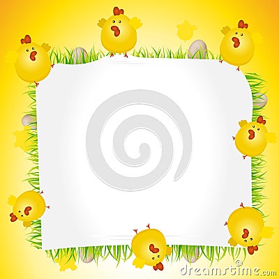 Holidays Easter Chicken Poster Vector Illustration