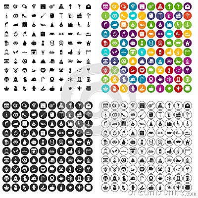 100 holidays icons set vector variant Vector Illustration