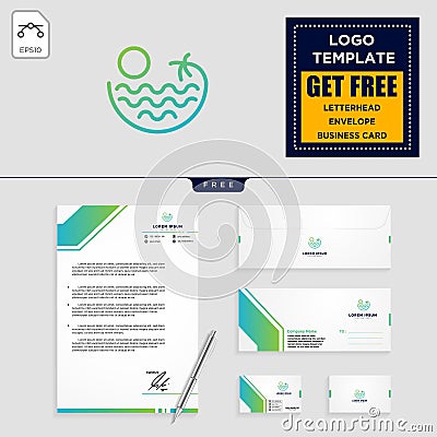 holidays logo template and free letterhead, envelope, business card Vector Illustration