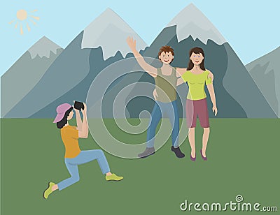 Holidays in the mountains Vector Illustration