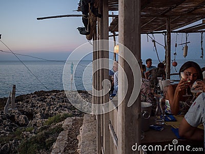 Holidays in puglia italy at hte restaurant trabucco Editorial Stock Photo