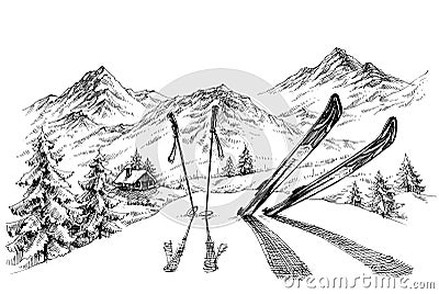 Holidays at ski Vector Illustration