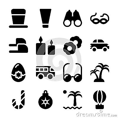 Holidays and Vacations Filled Icons Pack Stock Photo