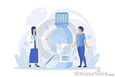 Holistic healing. Natural remedy for illness treatment. Medicine practice. Homeopathy, homeopathic medicine, Vector Illustration