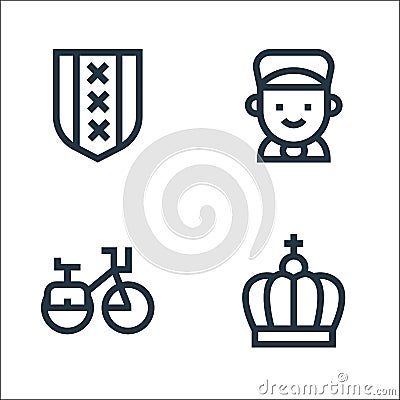 Holland line icons. linear set. quality vector line set such as crown, bike, boy Vector Illustration