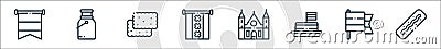 Holland line icons. linear set. quality vector line set such as kroket, holland, tompouce, ridderzaal, amsterdam, speculoos, milk Vector Illustration