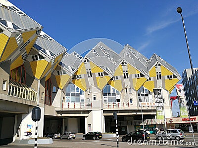 Holland Netherlands Rotterdam Cube Houses Exterior Structure Piet Blom Kubuswoningen Stylish Design Architecture Urban Planning Editorial Stock Photo