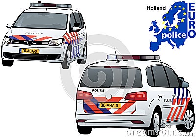 Holland Police Car Vector Illustration