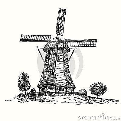 Holland windmill. Vector Illustration