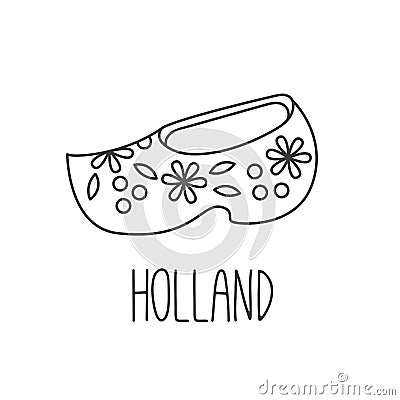 Holland wooden shoe clog clomp vector icon Vector Illustration