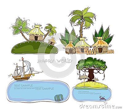 Holliday in tropical island, concept backgrounds Vector Illustration