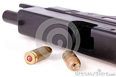 Hollow Point Bullet with Gun Stock Photo