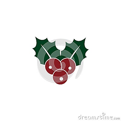 Holly berry icon. Christmas symbol vector illustration on white Cartoon Illustration