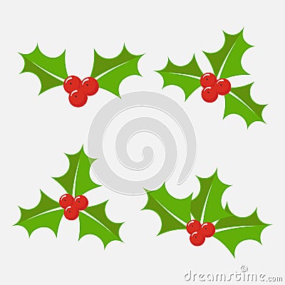 Holly berry vector set Vector Illustration