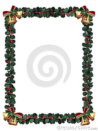 Holly Border isolated on white Stock Photo