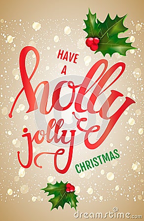 Holly Jolly Christmas card Vector Illustration