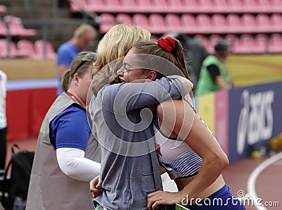 HOLLY MILLS GREAT BRITAIN on the long jump Qualification on the IAAF World U20 Championship Tampere Editorial Stock Photo