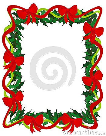 Holly Ribbons and Bows Frame Cartoon Illustration