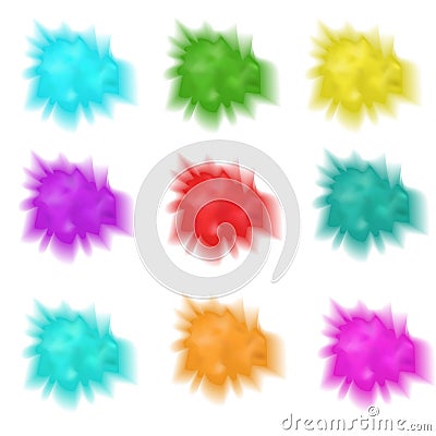 Holly set realistic splashes of paint. Collection multicolored powder cloud. Vector Illustration