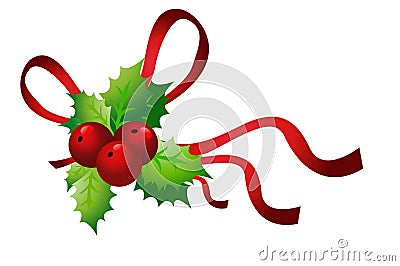 Holly sprig on white background vector Vector Illustration