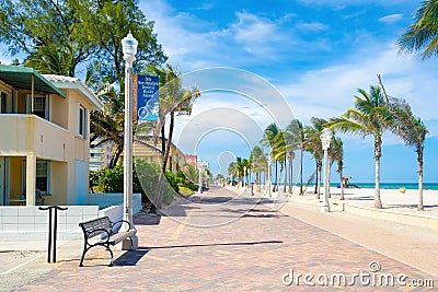 Hollywood Beach boardwalk in Florida Stock Photo