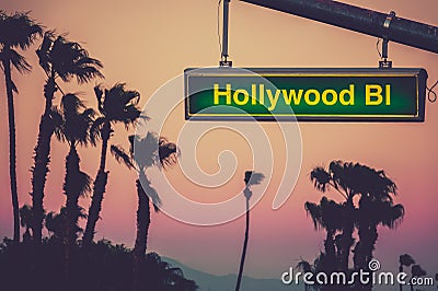 Hollywood Blvd Sign Stock Photo