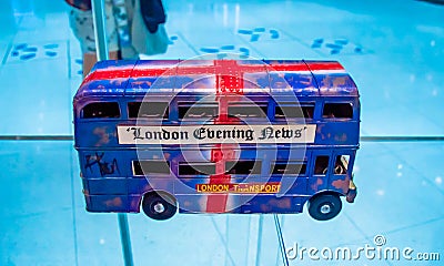 Art traditional London Bus at Seminole Hard Rock Hotel & Casino 9 Editorial Stock Photo