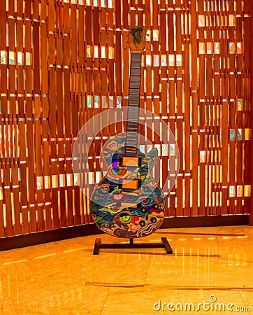 Colorful giant guitar at Seminole Hard Rock Hotel & Casino 11 Editorial Stock Photo