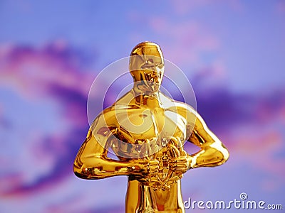 Hollywood Golden Oscar Academy award statue. Success and victory concept Editorial Stock Photo