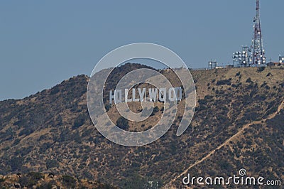 Hollywood Letters Viewed From A Very Close Point. July 7, 2017. Editorial Stock Photo