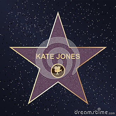 Hollywood movie actor celebrity walk of fame star. Vector Illustration. Famous popular talent star. Vector Illustration