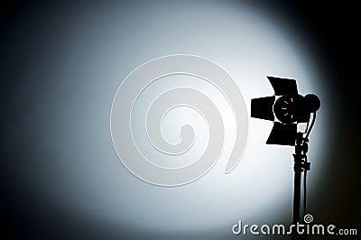 Hollywood movie studio light aimed at the backgrou Stock Photo