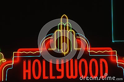 Hollywood neon sign, Los Angeles, California Editorial Stock Photo