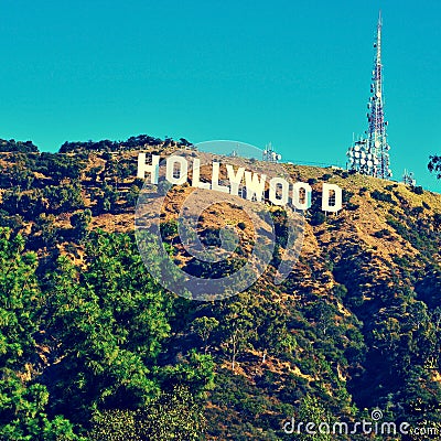 Hollywood sign in Mount Lee, Los Angeles, United States Editorial Stock Photo