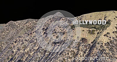 Hollywood sign Mount Lee Santa Monica Mountains Los Angeles California close view 3d rendering Stock Photo