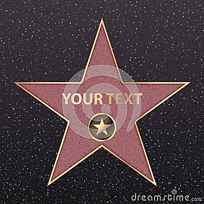 Hollywood star on celebrity fame of walk boulevard. Vector symbol star movie actor gold hollywood star camera sign Vector Illustration